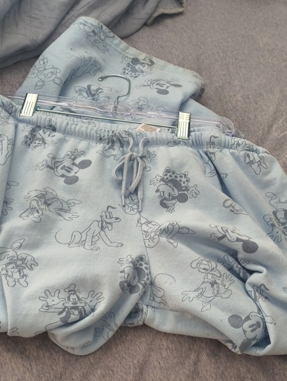 Disney Light Blue Pajama Bottoms with Monochrome Character Sketches